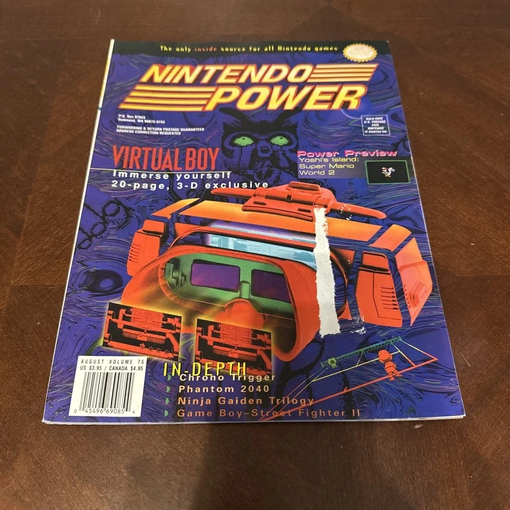 Nintendo Power Magazine Aug 1995 Volume 75 Virtual Boy Poster Included Retro‎